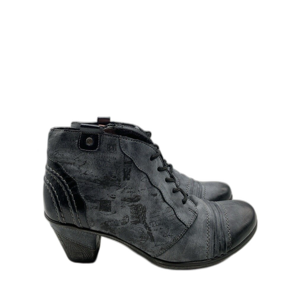 Remonte Gray Distressed Leather Granny Boots Women’s Sz 41 US 10 EUC